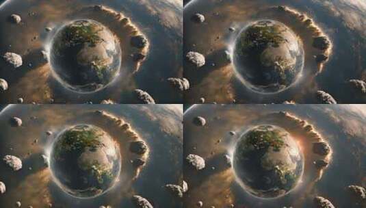 动画背景地球和其他太空行星V3高清在线视频素材下载