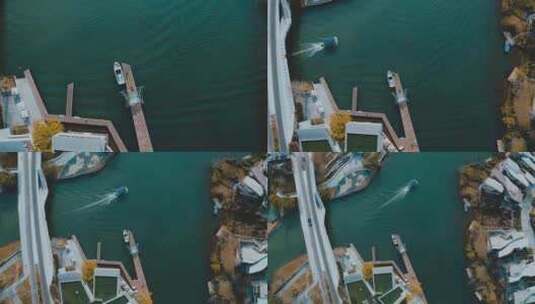 麓湖生态城游艇码头高清在线视频素材下载