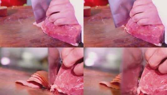 切瘦肉片素材高清在线视频素材下载