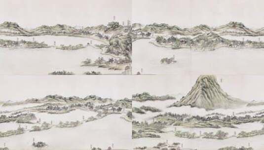 清代董邦达西湖十景图中国画山水画卷轴高清在线视频素材下载