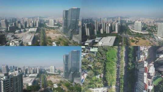 广东江门发展大道交通航拍高清在线视频素材下载