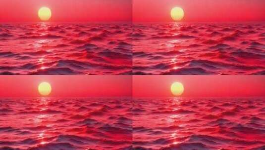 海上日出 海水 海浪 红色高清在线视频素材下载