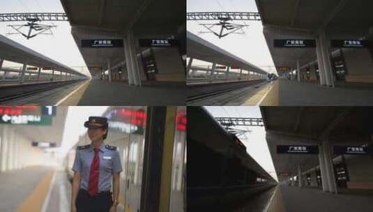 高铁站 广安站 高铁 车站 列车员 铁路高清在线视频素材下载
