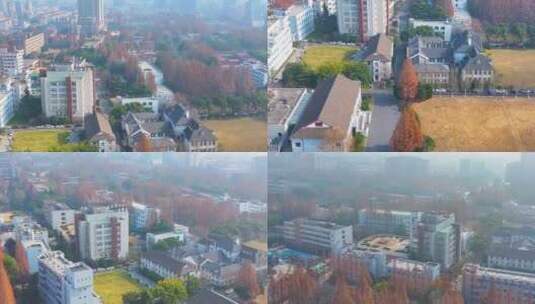 上海复旦大学邯郸校区航拍校园风景风光素材高清在线视频素材下载