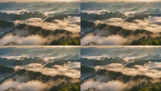 张家界山峰云海山脉日出风景云雾大自然奇峰高清在线视频素材下载