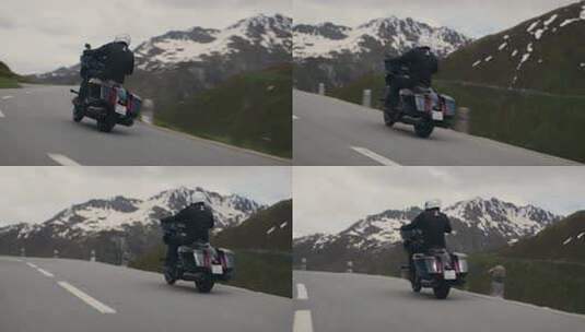 大排量摩托车山路巡航高清在线视频素材下载