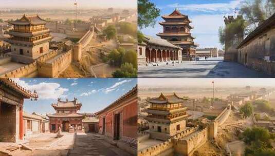 中国古代古城的城楼与城墙 巍峨耸立千年高清在线视频素材下载