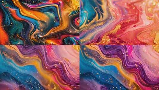 各种鲜艳色彩的水彩油画颜料搅拌混合效果高清在线视频素材下载