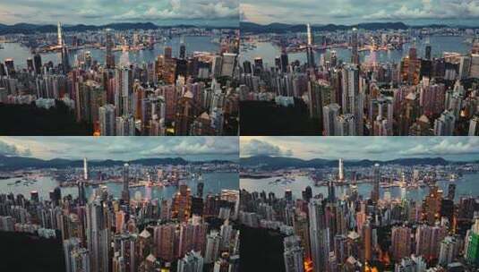 香港维多利亚港夜景航拍高清在线视频素材下载