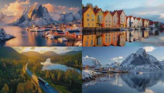 合集-挪威自然风光与极光高清在线视频素材下载