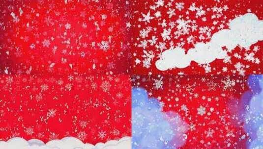 红色背景雪花飘落素材高清在线视频素材下载