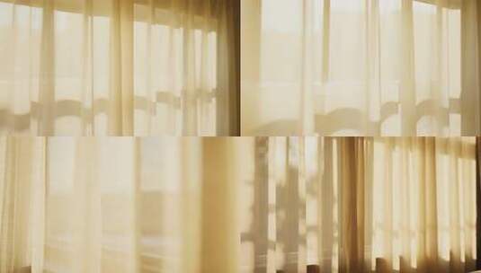 室内窗户阳光透过窗帘画面高清在线视频素材下载