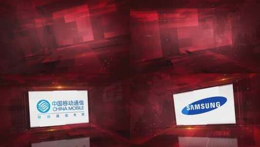 马赛克科技logo展示（红色）高清AE视频素材下载