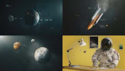 宇航员 探索太空宇宙 宇宙科技创意片头高清AE视频素材下载