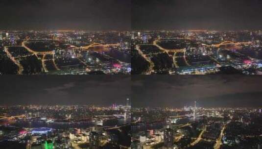 上海浦东新区夜景航拍高清在线视频素材下载