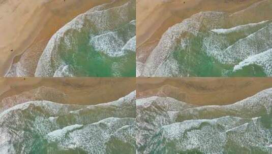 海南海岸线海浪拍打沙滩礁石航拍旅拍素材高清在线视频素材下载