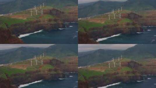 马德拉岛绿色山脉中美丽阳光明媚的地方风力高清在线视频素材下载