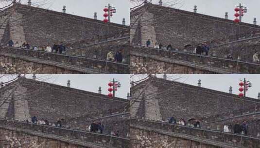南京城墙游客高清在线视频素材下载
