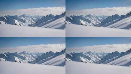 雪山云雾森林阳光树林远山峰大自然生态风景高清在线视频素材下载