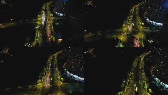 杭州萧山区钱江世纪城市心北路夜景延时高清在线视频素材下载