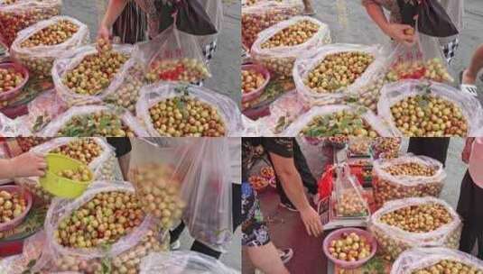 早市菜市场买冬枣高清在线视频素材下载