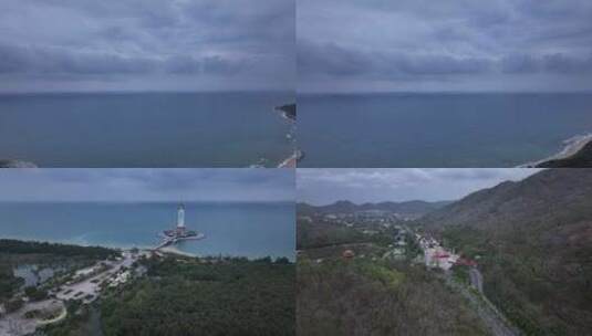 南山海上观音景区航拍高清在线视频素材下载