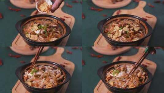 慢镜头升格广西柳州美食小吃螺蛳粉高清在线视频素材下载