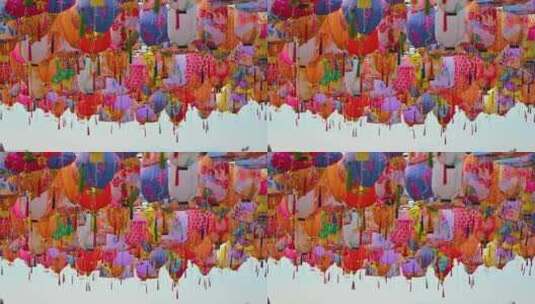 假日春节张灯结彩悬挂的中国风灯笼高清在线视频素材下载