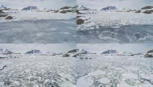 北极山海岸冰川雄伟的鸟瞰高清在线视频素材下载