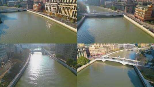 上海外滩乍浦路桥苏州河游船风景视频素材高清在线视频素材下载