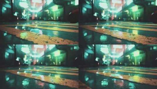 一条画着黄线的潮湿街道高清在线视频素材下载