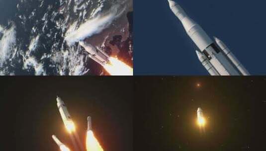 火箭穿过大气层飞向太空高清在线视频素材下载