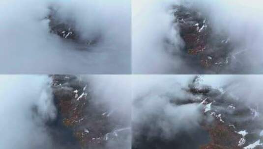 4K航拍挪威罗弗敦群岛云雾下的风光高清在线视频素材下载