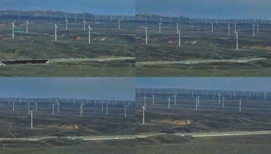 我国最大的风能基地新疆达坂城HDR航拍高清在线视频素材下载