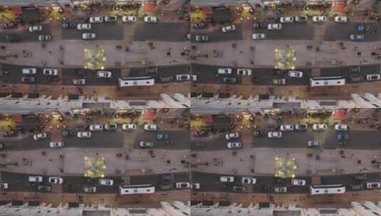 汽车和行人经过#007时，雅法钟楼的俯视高清在线视频素材下载