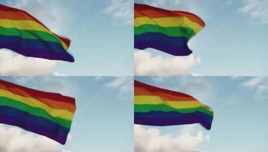 真正的和平彩虹旗在天空中飘扬高清在线视频素材下载