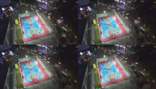 篮球 运动 打篮球 球场 夜景高清在线视频素材下载