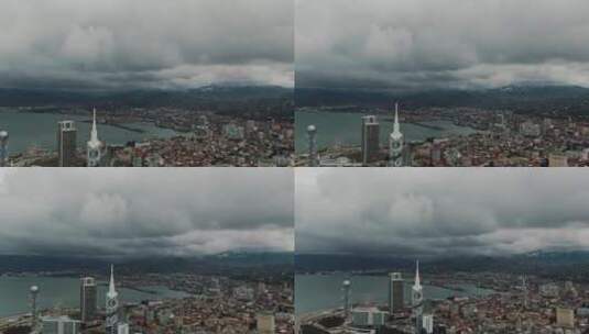 多云天空下的城市建筑风景高清在线视频素材下载