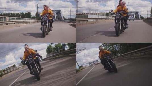 骑摩托车的夫妇高清在线视频素材下载