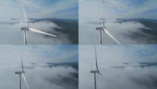 穿越云海·千松坝的双风车高清在线视频素材下载