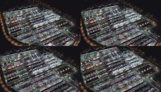 4K高空夜晚俯拍集装箱堆场01高清在线视频素材下载