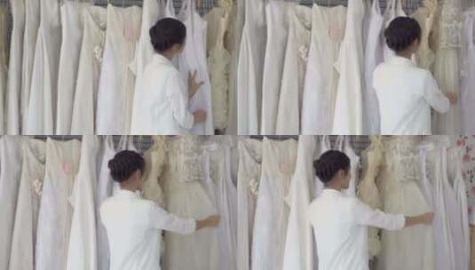 选择婚纱的新娘高清在线视频素材下载