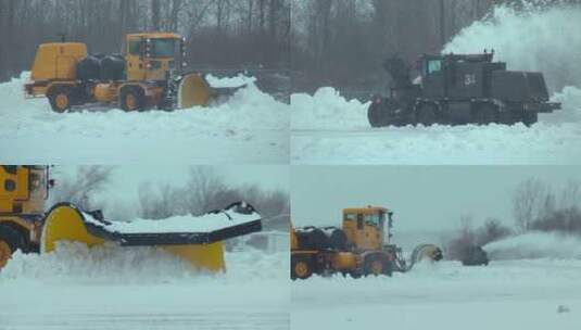 推土机在雪地 上除雪高清在线视频素材下载