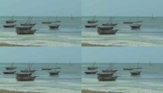 蔚蓝海岸的非洲独桅帆船高清在线视频素材下载