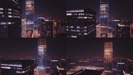 上海前滩太古里夜景航拍高清在线视频素材下载