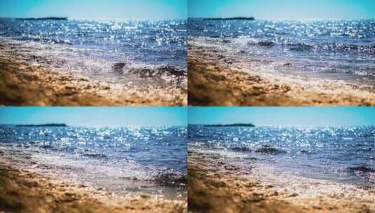 拍打着海岸沙滩的浪潮高清在线视频素材下载