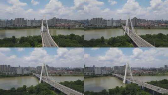 航拍江西赣州章水飞龙大桥高清在线视频素材下载