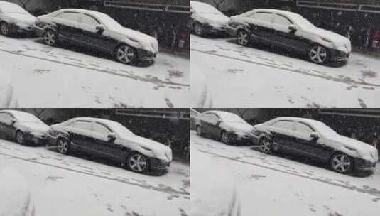 汽车私家车下雪落雪积雪高清在线视频素材下载