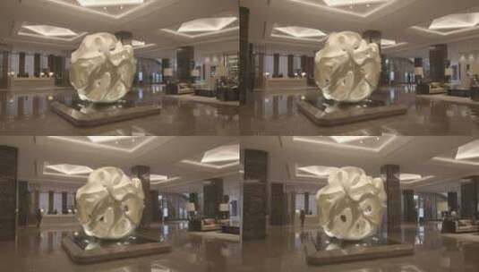 南京金陵饭店酒店前台艺术品实拍高清在线视频素材下载