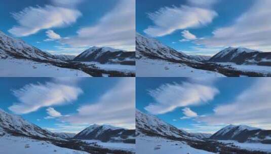 新疆北疆冬季禾木航拍4K高清在线视频素材下载